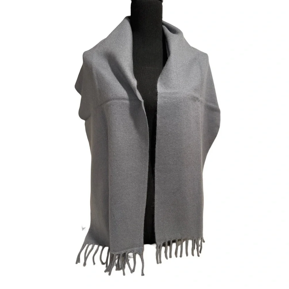 100% Pure 4-Ply Chyangra Pashmina Cashmere Scarf Handmade Nepal COA NWT - GREY
